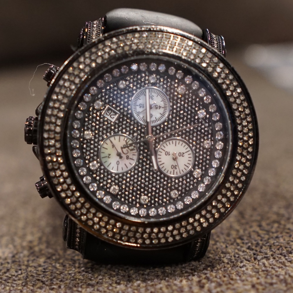 💎⌚️authentic 2.5 carat bling stunning diamond black joe rodeo mens watch